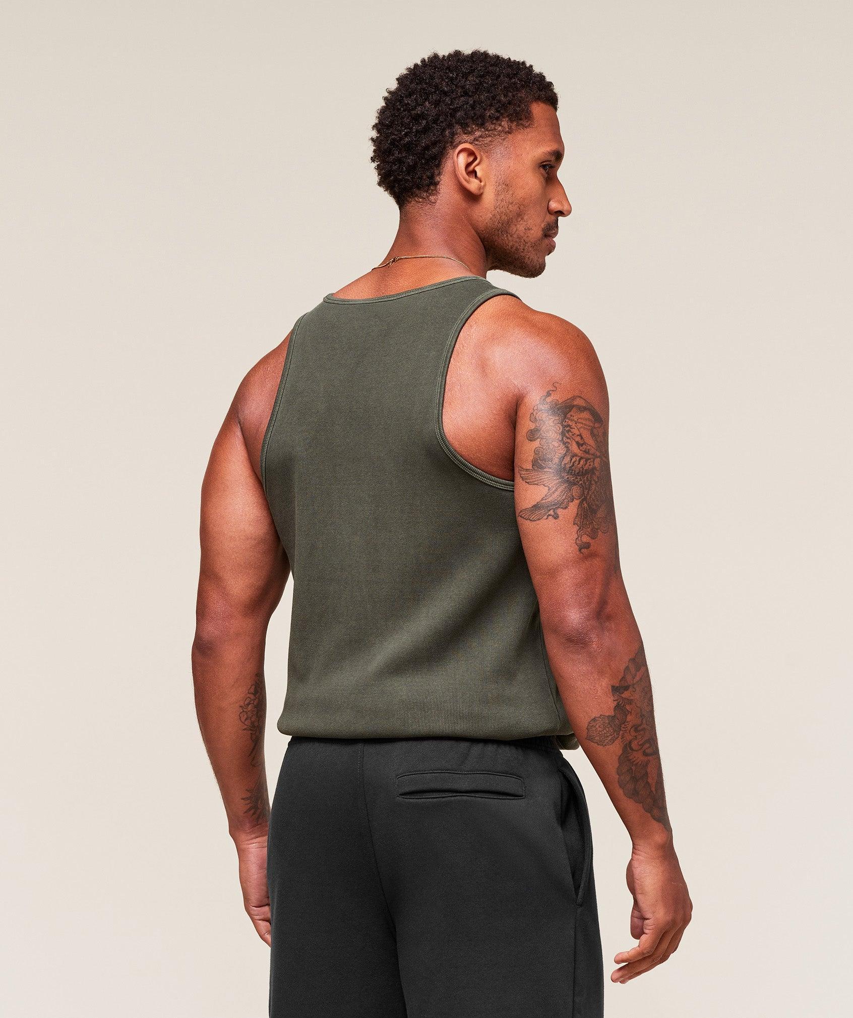Gymshark Washed Premium Ribbed Tank - Strength Green Male Product Image