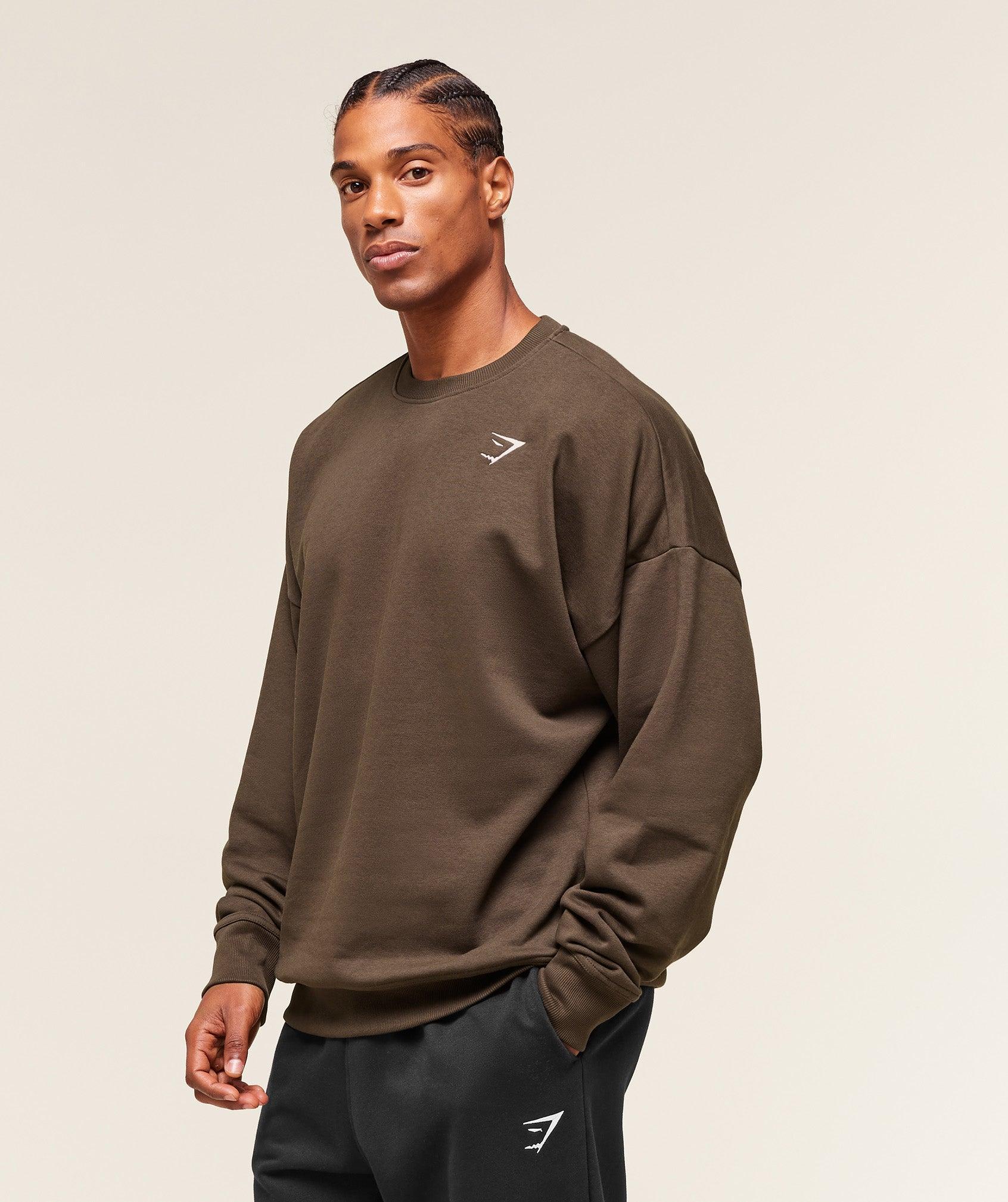 Gymshark Crest Oversized Crew - Archive Brown Male Product Image