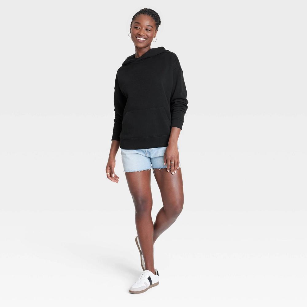 Womens Leisure Studio Hooded Pullover Sweatshirt - Universal Thread Black L Product Image