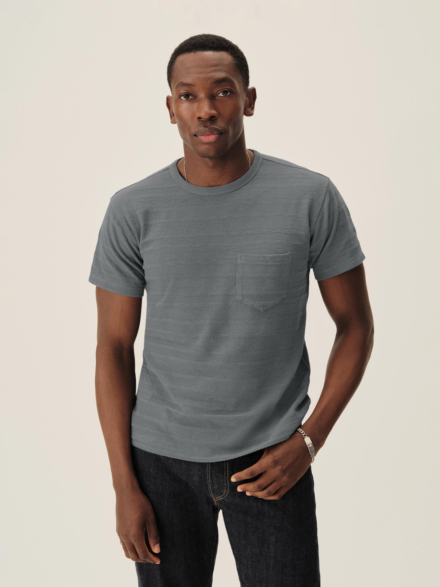 Faded Klamath Blue Vintage Jacquard Pocket Tee Product Image