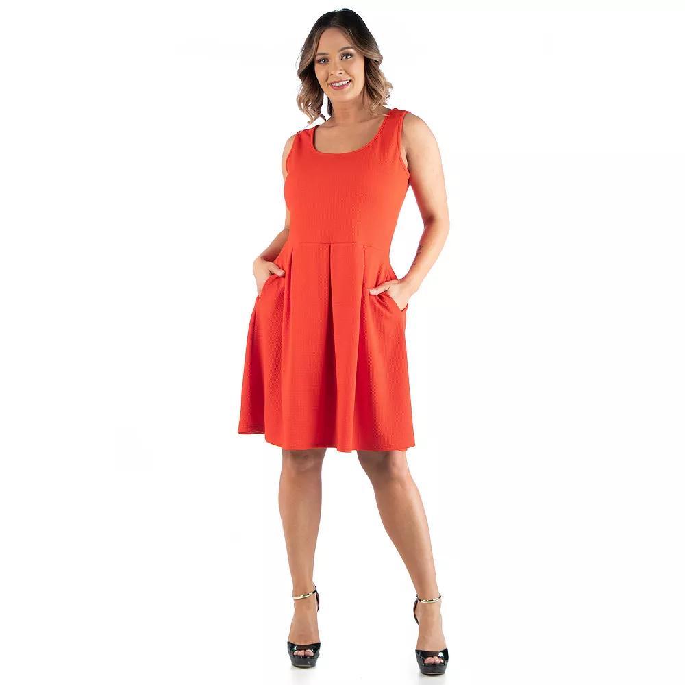 Plus Size 24seven Comfort Apparel Sleeveless Fit and Flare Dress with Pockets, Women's, Size: 1XL, Green Product Image