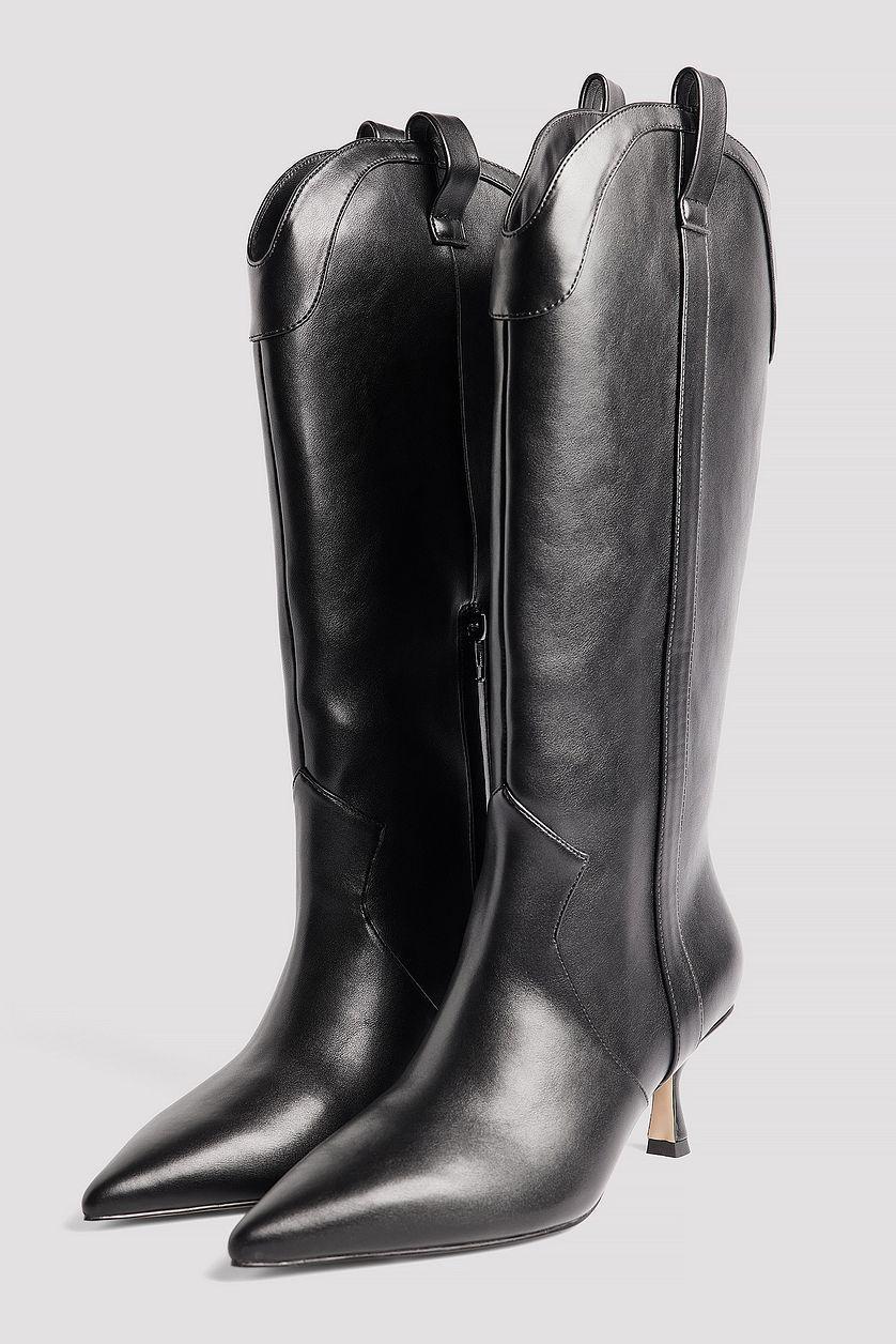 Knee High Cowboy Stiletto Boots Product Image