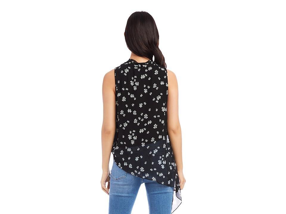 Karen Kane Asymmetric Hem Top (Print) Women's Clothing Product Image