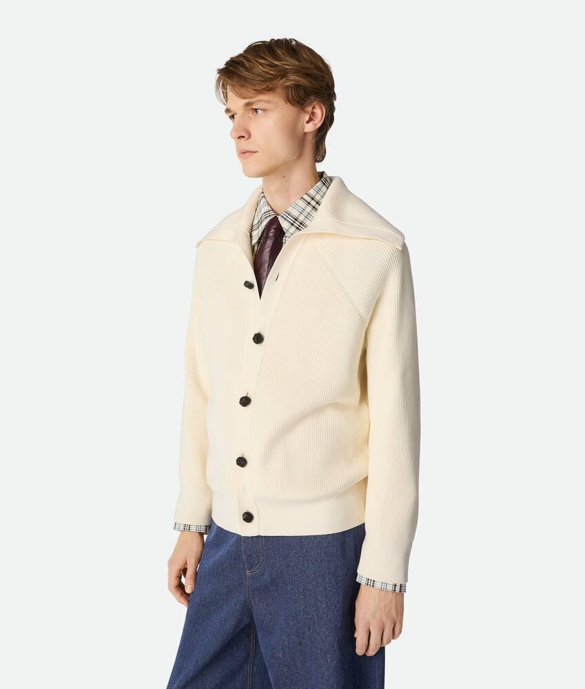Men's Cotton English Rib Cardigan in Chalk Product Image