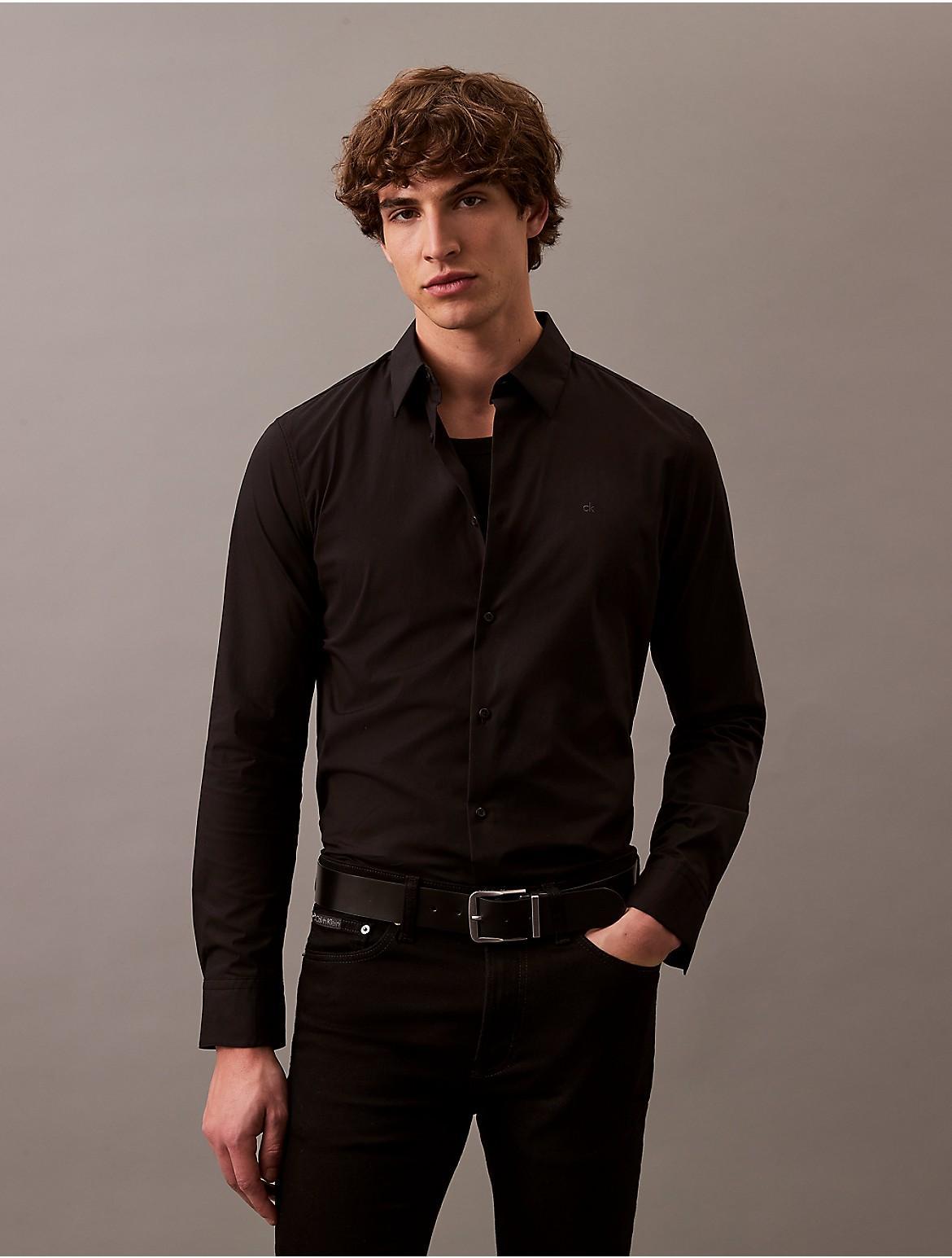 Calvin Klein Men's Slim Stretch Button-Down Shirt - White - M Product Image