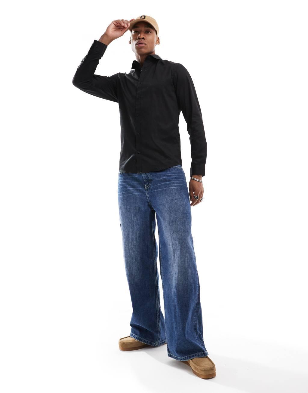 Jack & Jones flannel shirt in black Product Image