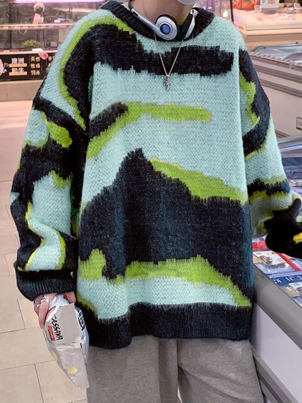 Men's Tie Dye Pullover Knit Sweater Product Image