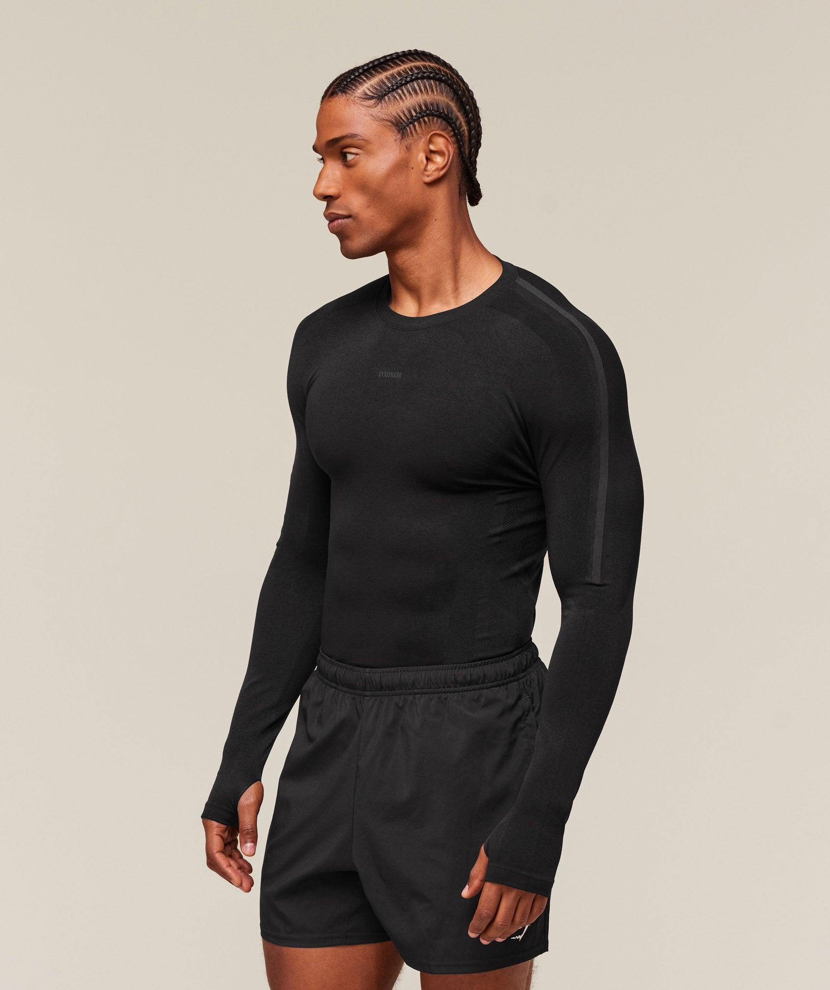 Gymshark everywear Warp Knit LS T-Shirt - Black Male Product Image