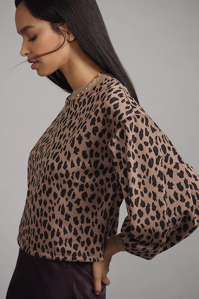 Blue Tassel Balloon-Sleeve Cheetah Sweatshirt Product Image