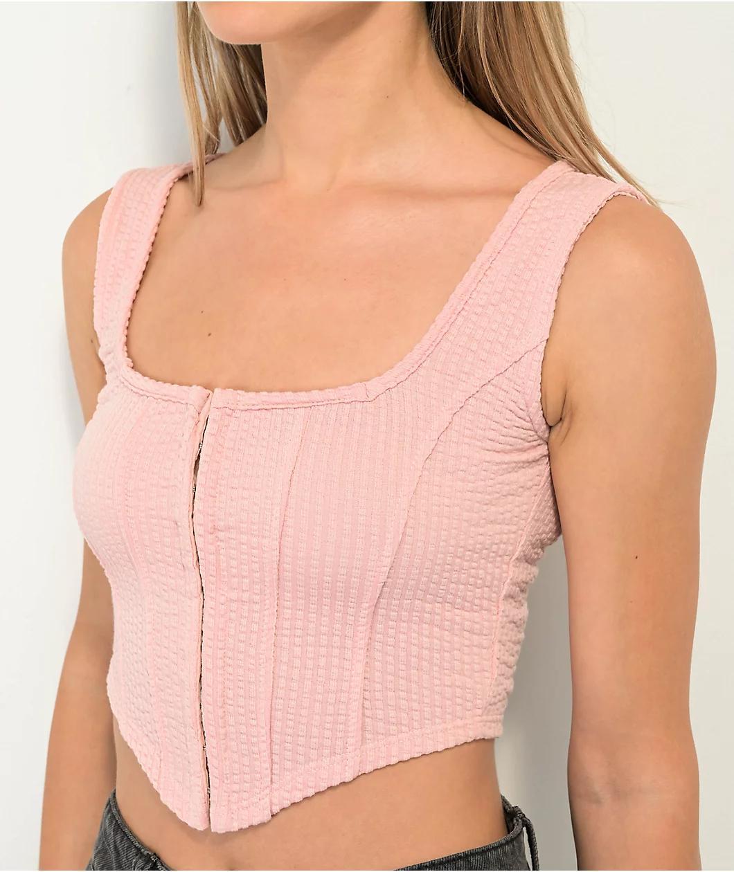 Spicychix Textured Pink Corset Crop Tank Top Product Image