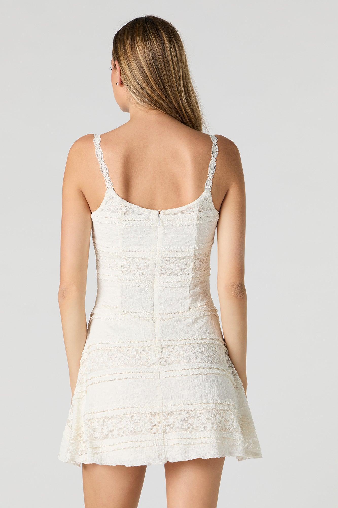 Lace Scoop Neck Mini Dress Female Product Image