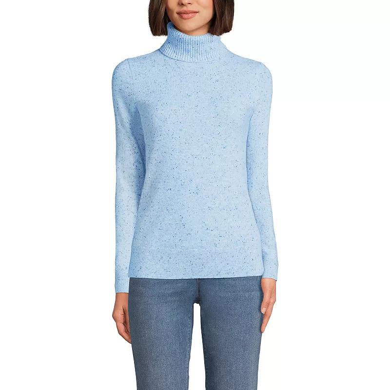 Women's Lands' End Turtleneck Cashmere Sweater, Size: XL, Gray Black Donegal Product Image