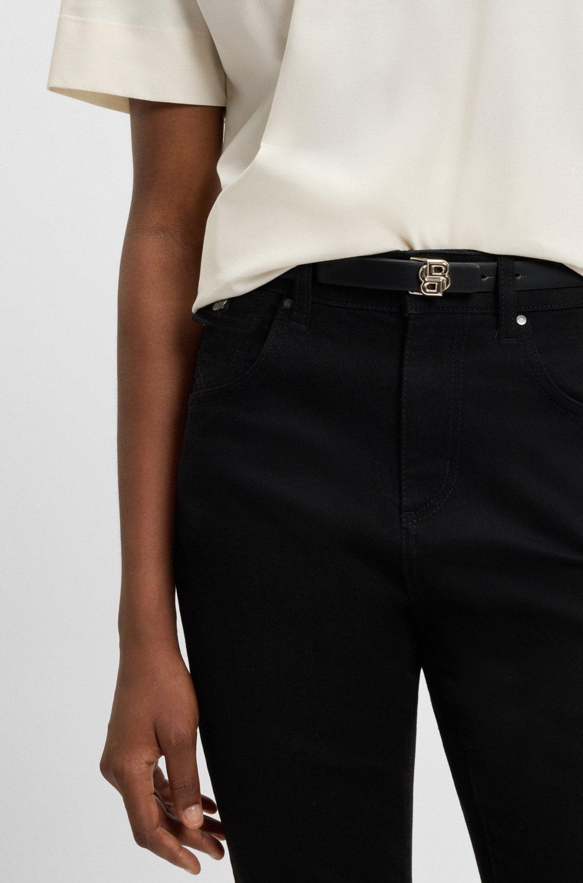 BOSS - Reversible leather belt with monogram buckle - Black Product Image