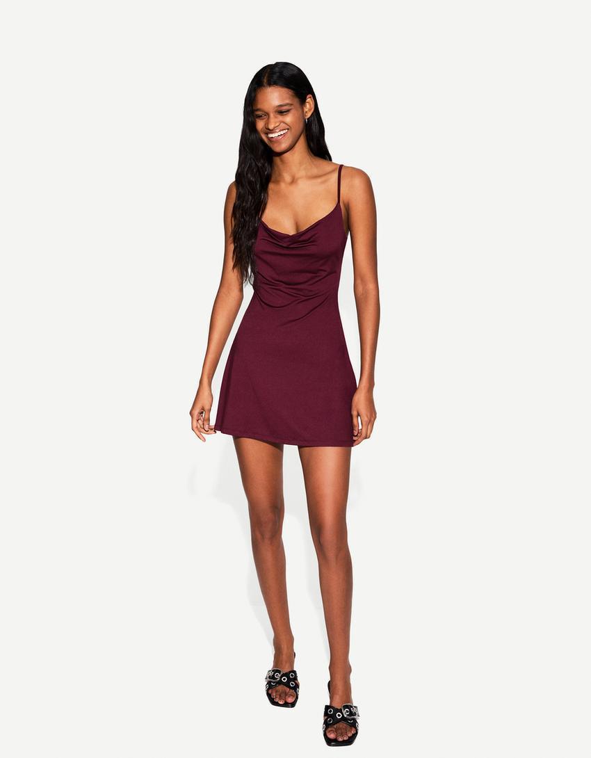Mini dress with draped neckline Product Image