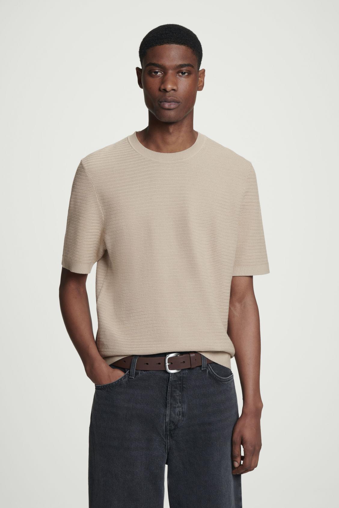 TEXTURED KNITTED COTTON T-SHIRT Product Image