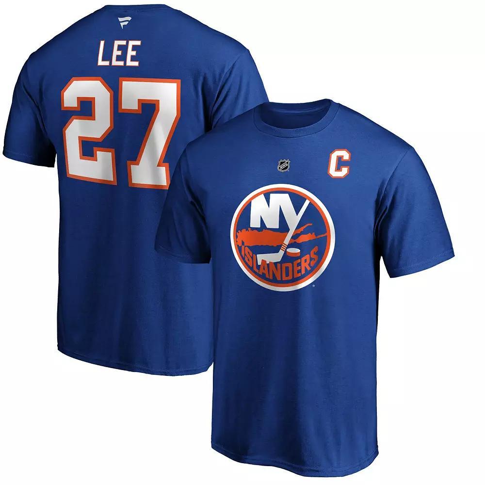 Men's Fanatics Branded Anders Lee Royal New York Islanders Authentic Stack Name & Number T-Shirt, Size: XL, Isl Blue Product Image