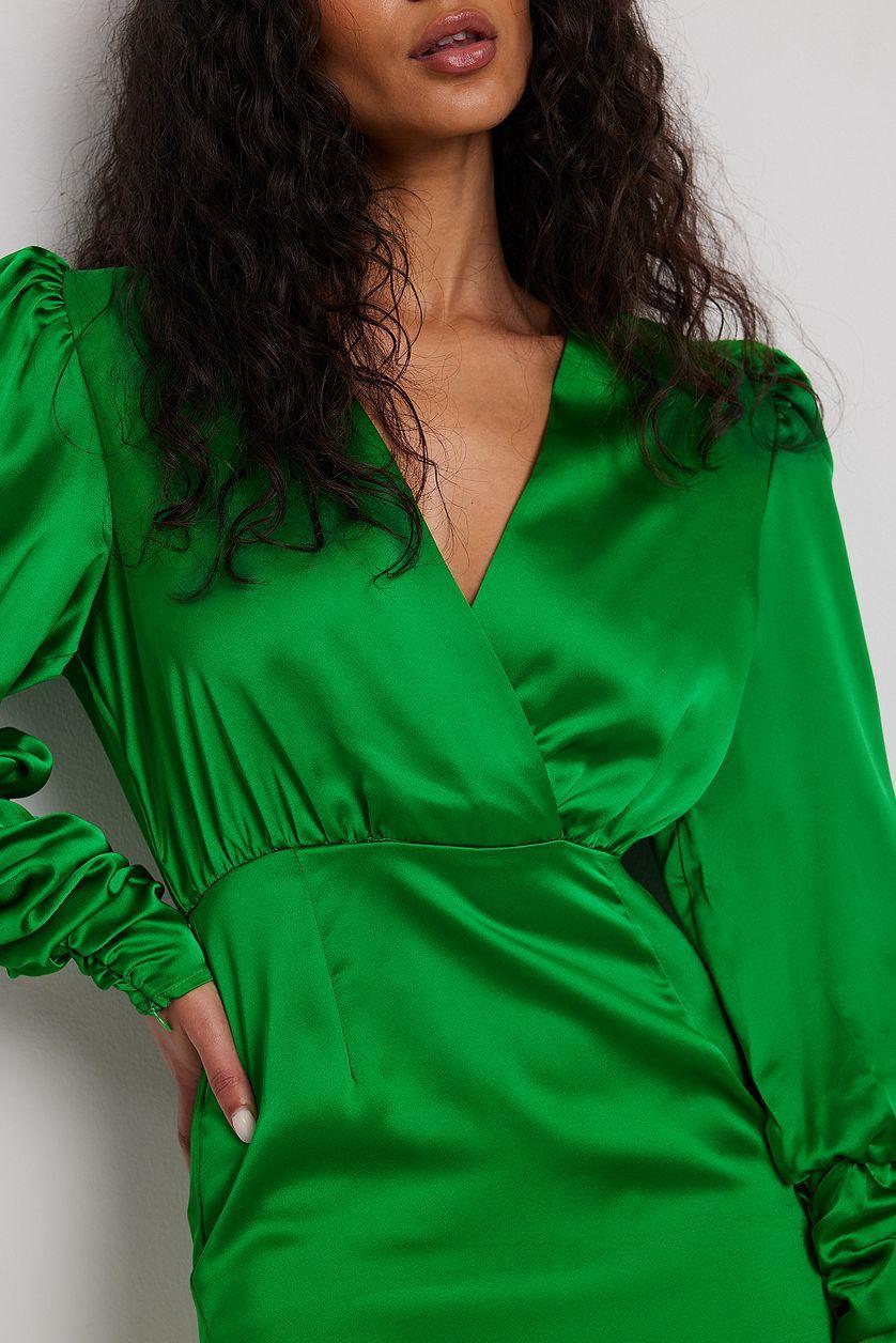 Balloon Sleeve V-neck Mini Dress Product Image