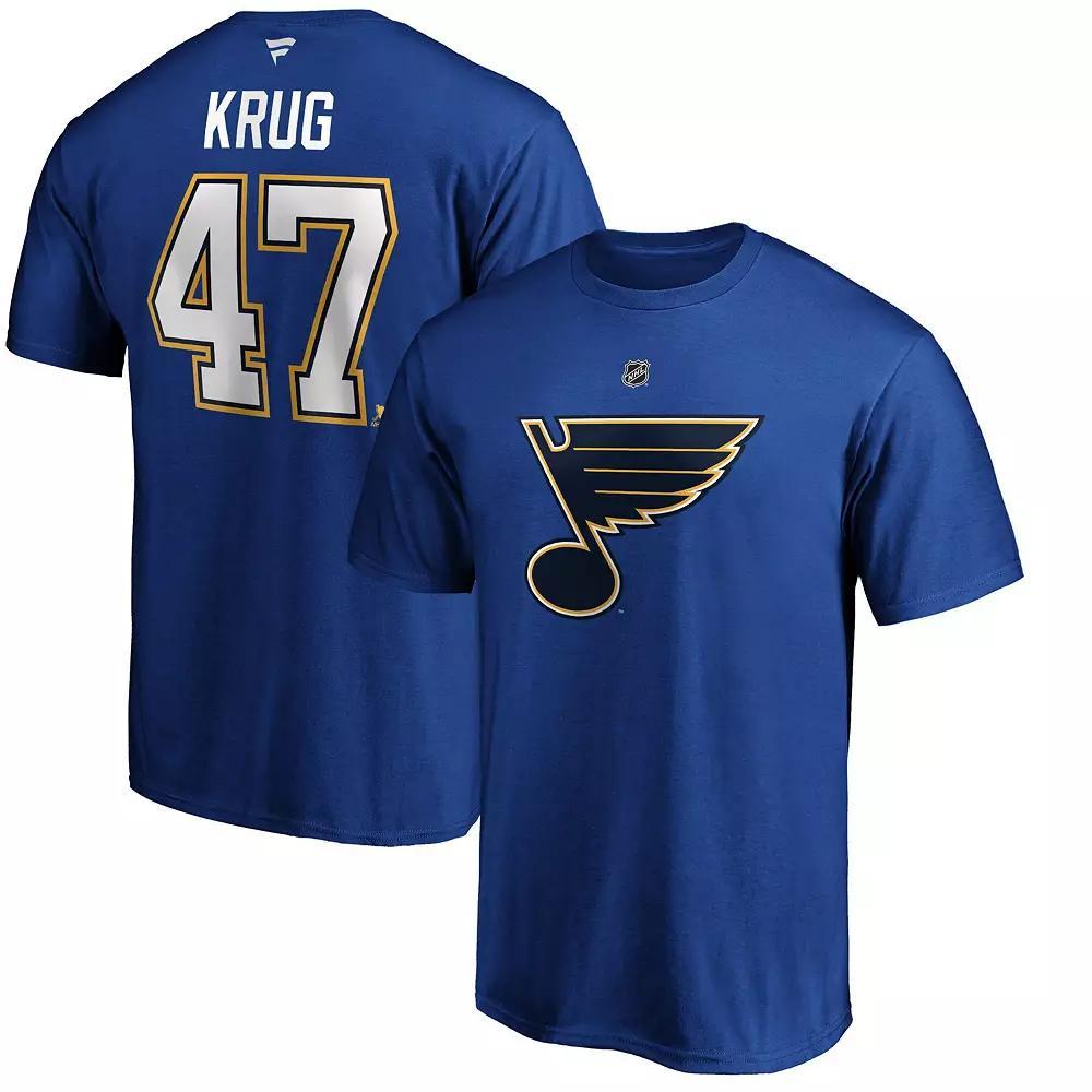 Men's Fanatics Branded Torey Krug Blue St. Louis Blues Authentic Stack Name & Number T-Shirt, Size: Small Product Image