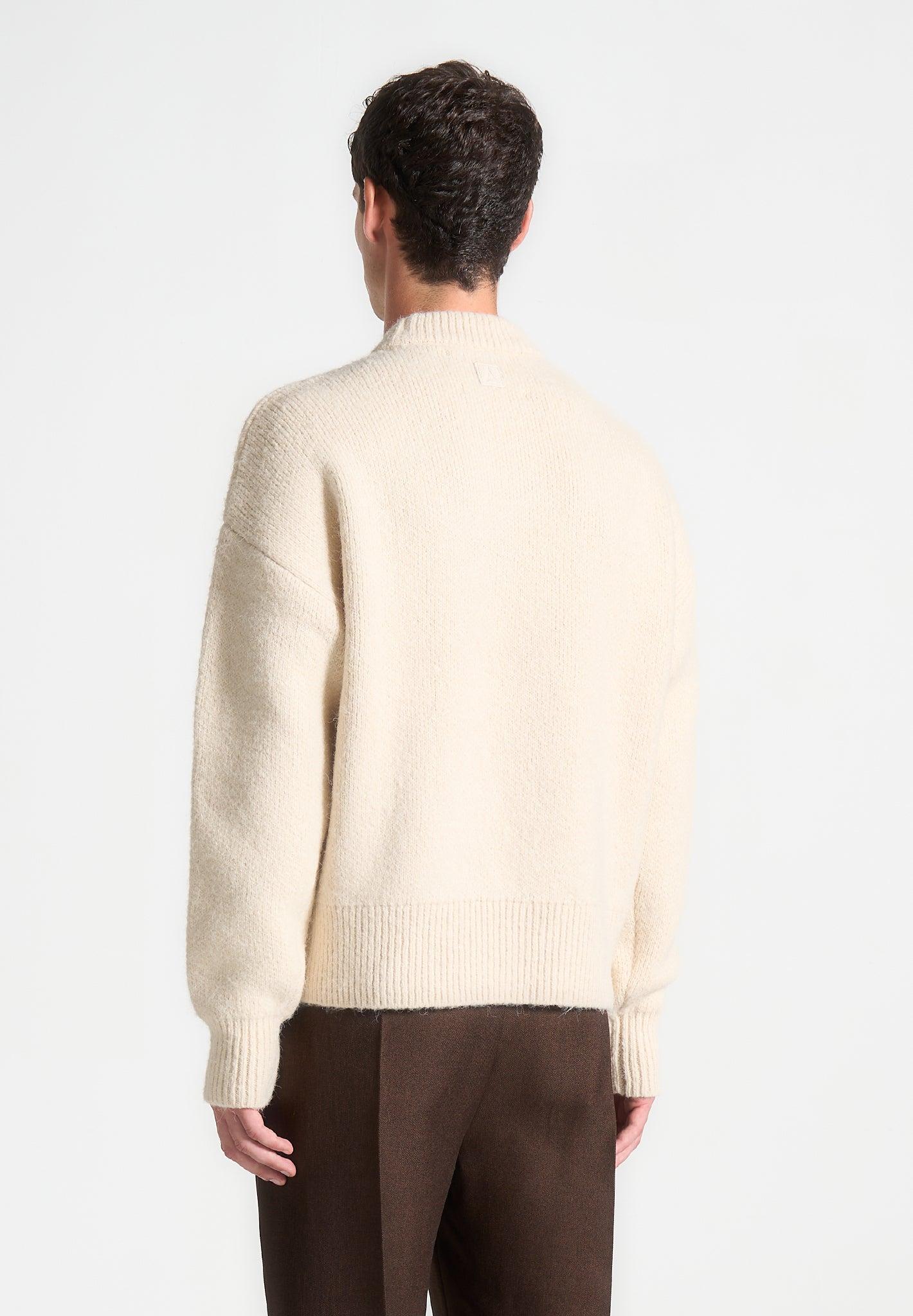 Brushed Wool Knit Jumper - Cream Male Product Image