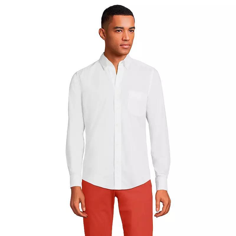 Mens Lands End Traditional-Fit Essential Lightweight Poplin Shirt Eucalyptus Green Product Image