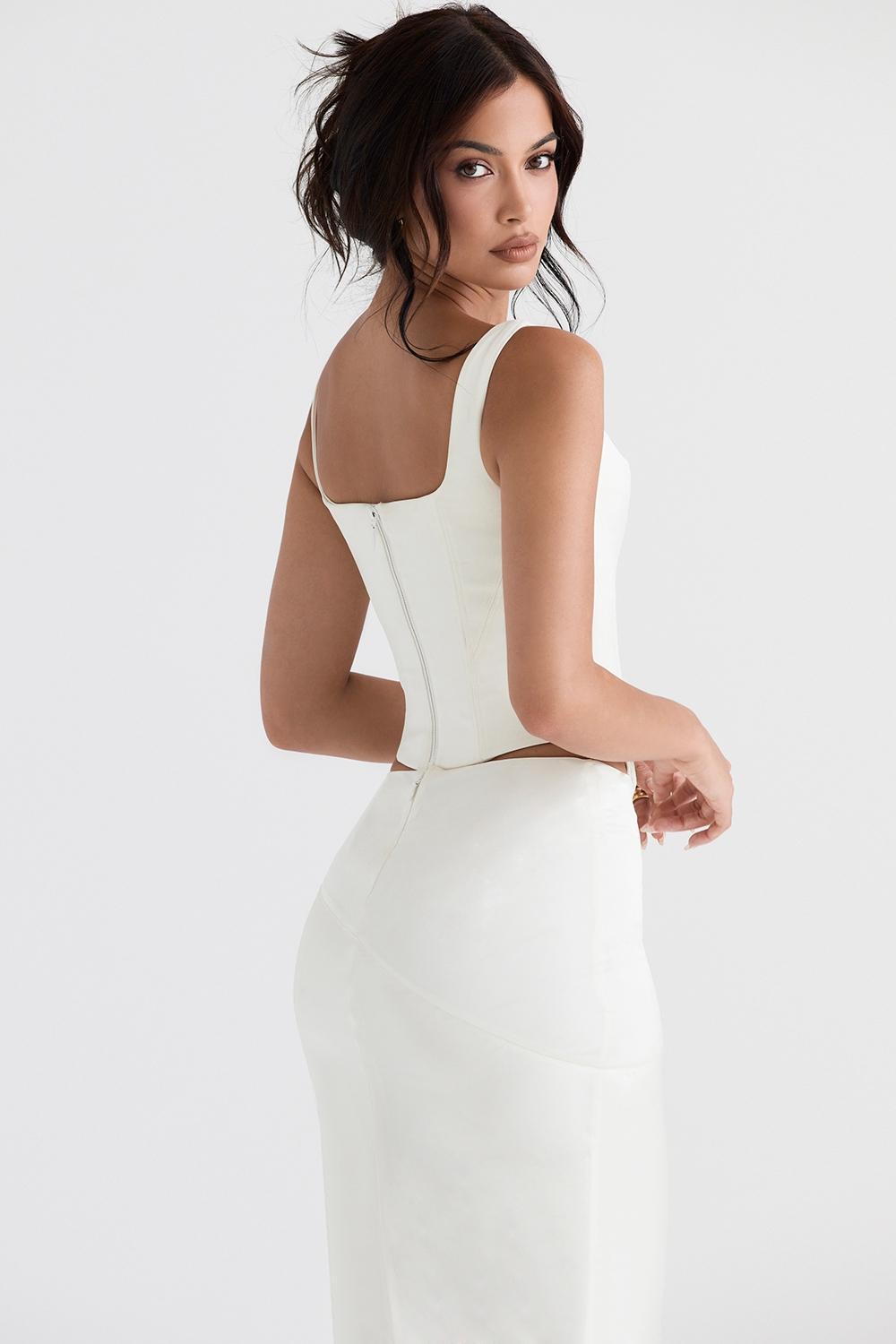 Rafa Ivory Satin Longline Corset Product Image