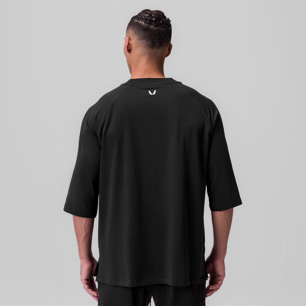1086. Supima® 3/4-Sleeve Oversized Tee - Black Product Image