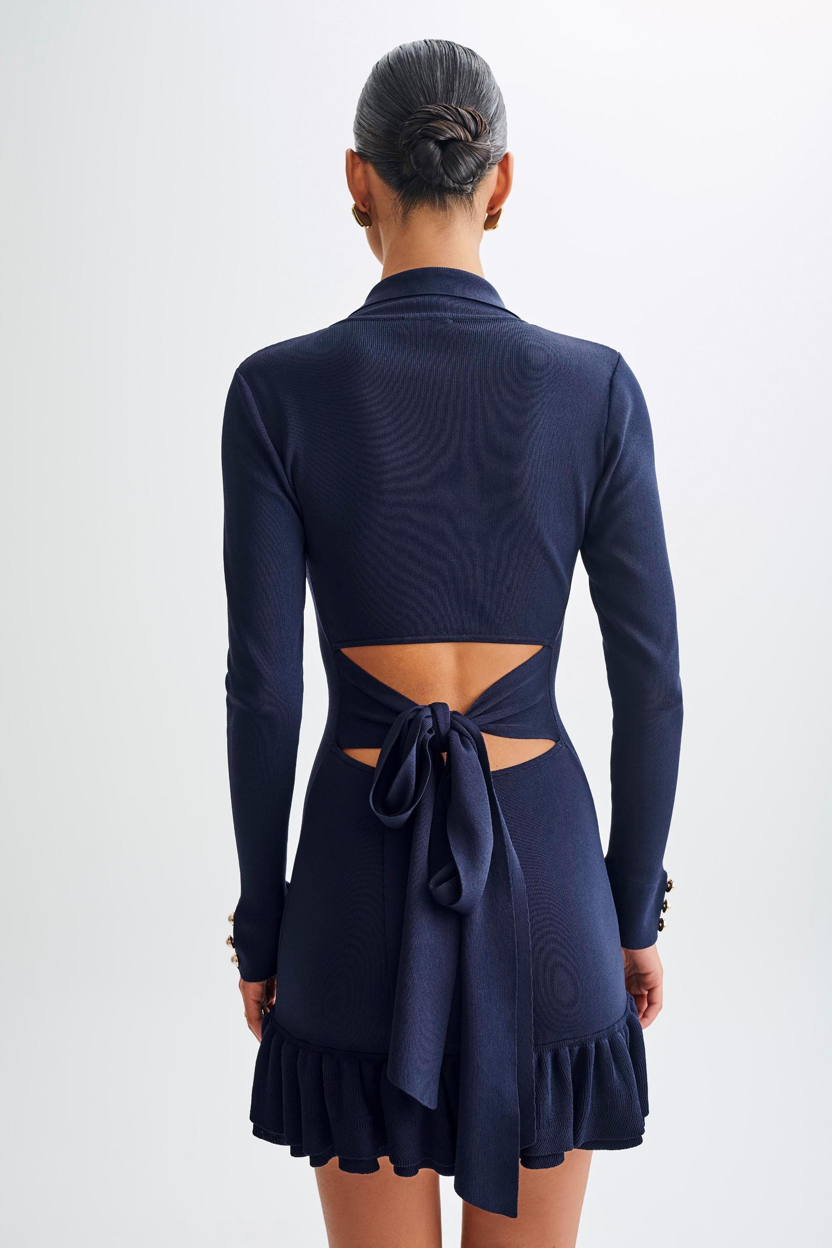 Pareesa Frill Mini Dress - Navy Product Image