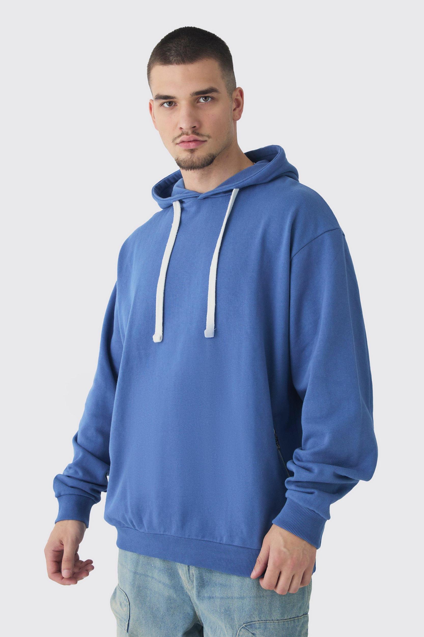 Tall Oversized Loopback Ribbed Applique Hoodie | boohooMAN USA Product Image