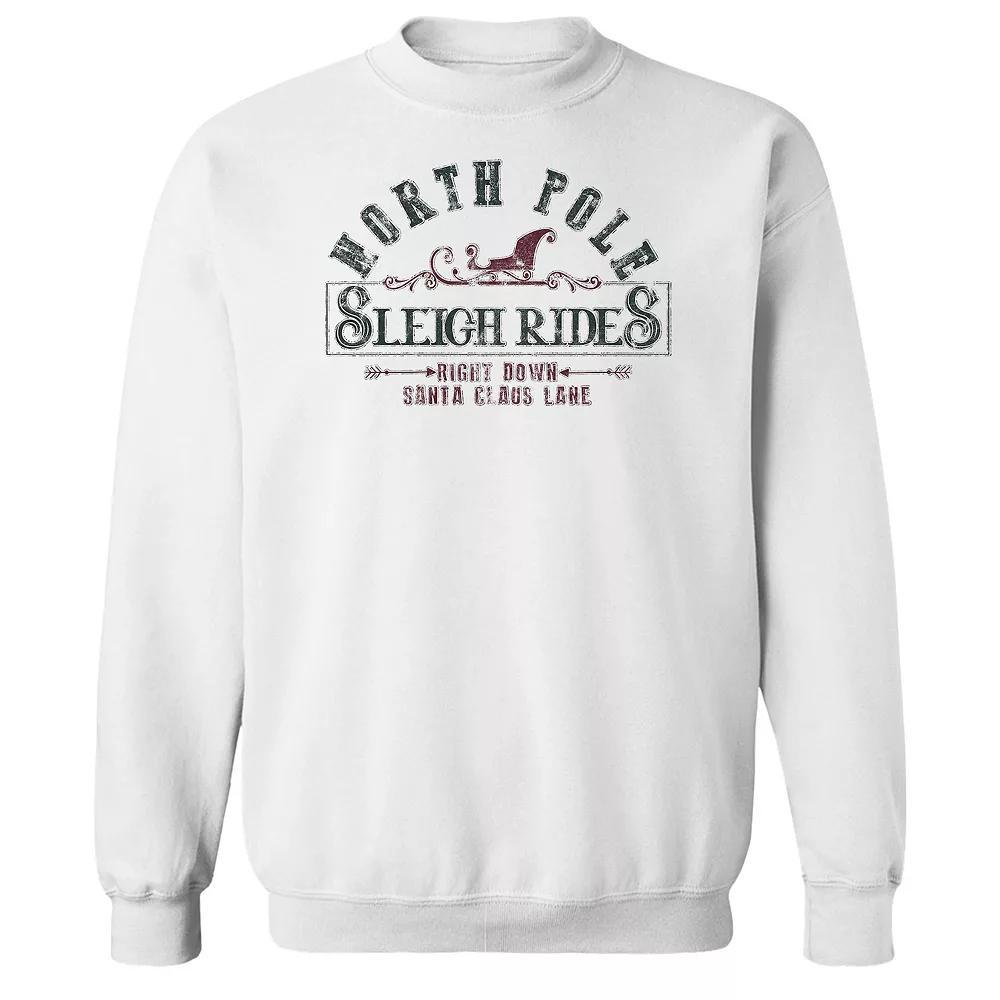 Men's North Pole Sleigh Fleece Sweatshirt, Women's, Size: XL, White Product Image