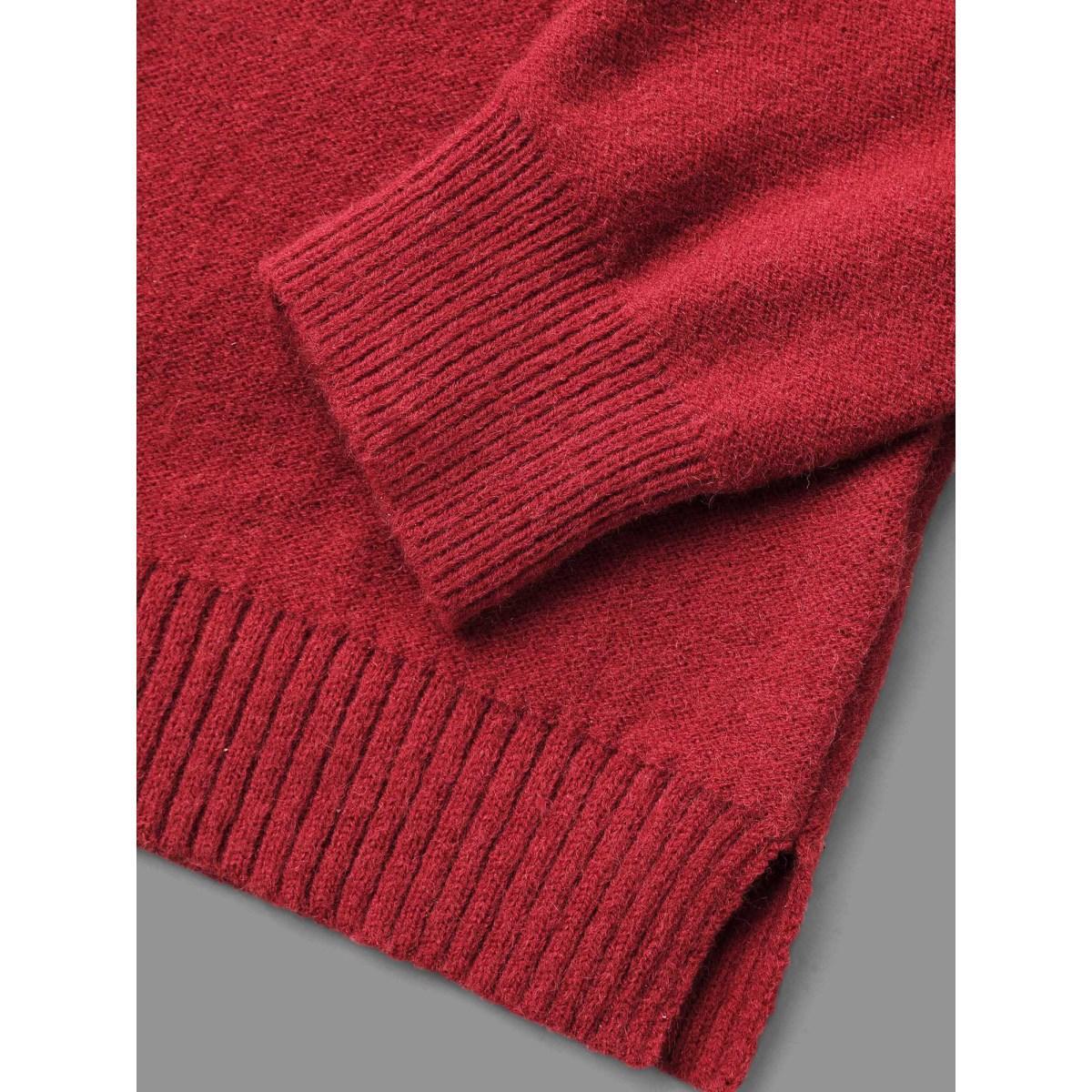 Plus Size Cable Knit Bodice Crew-Neck Pullover Indigo Women Casual Loose Long Sleeve Round Neck Everyday Pullovers BloomChic 14-16/1X Product Image