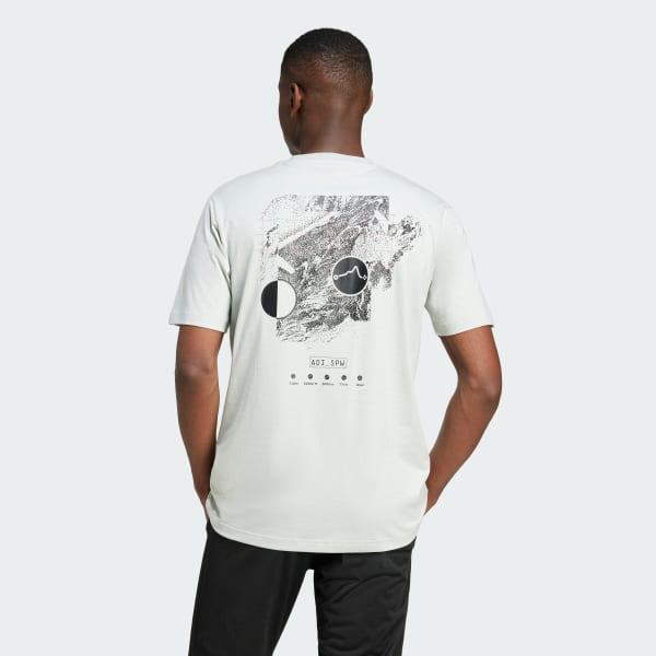 adidas City Escape Space Graphic Tee Wonder Silver XL Mens Product Image