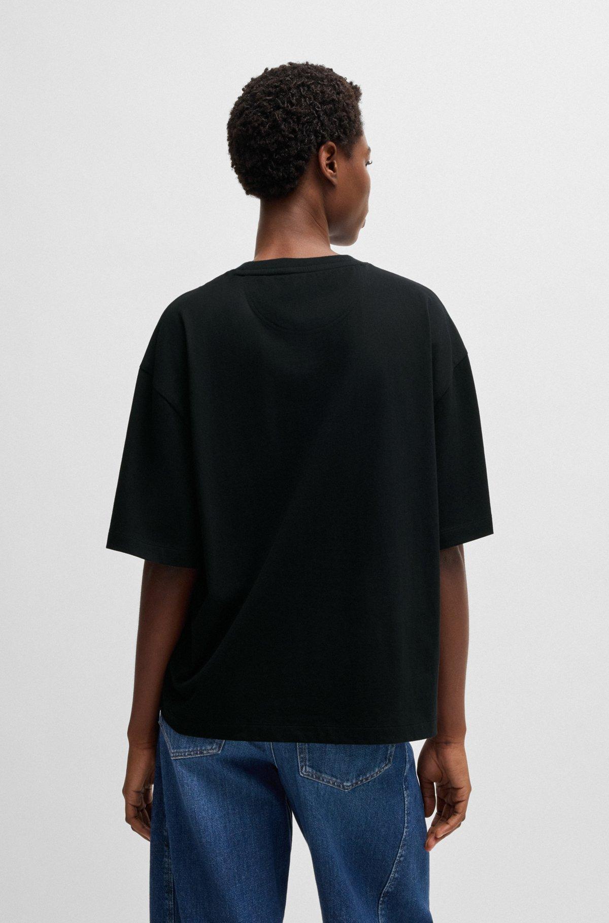 BOSS - Oversize T-shirt in cotton jersey with logo artwork - Black Product Image