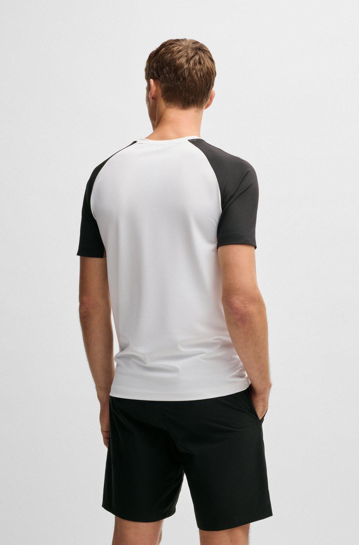 BOSS - Active color-blocked T-shirt in moisture-wicking fabric - Black Product Image
