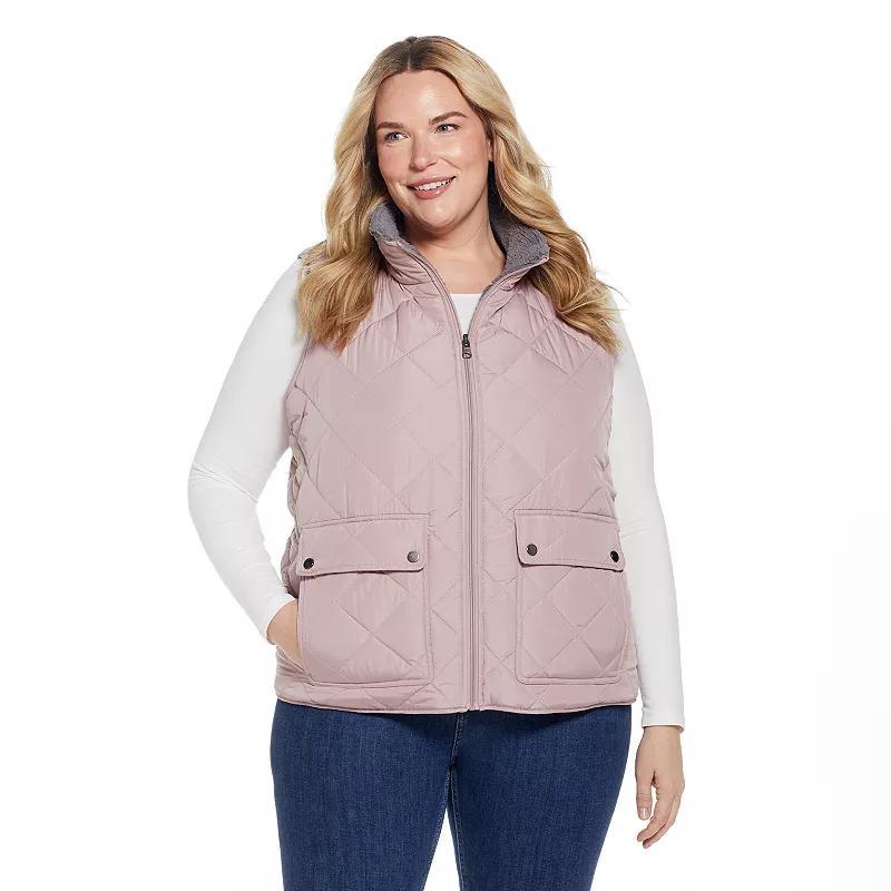 Plus Size Weathercast Midweight Reversible Vest, Women's, Size: 3XL, Pink Pink Product Image