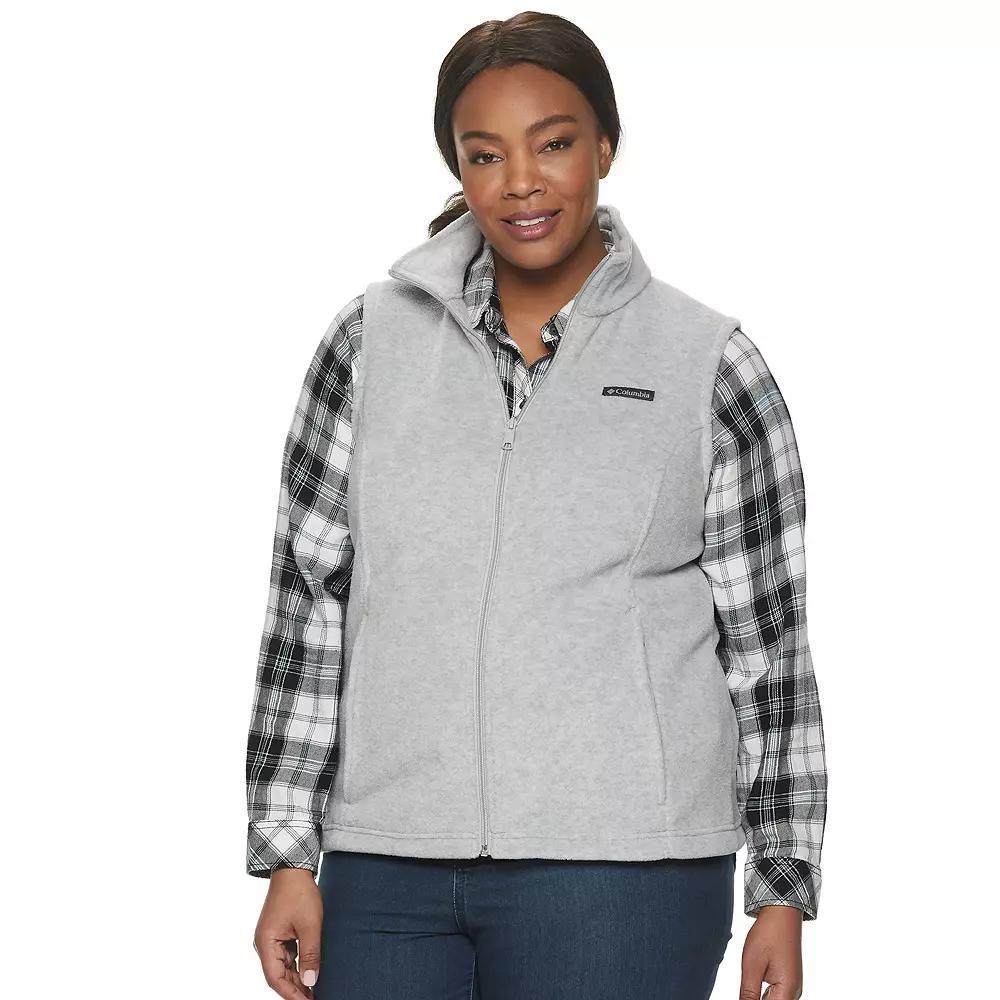 Plus Size Columbia Benton Springs Fleece Vest, Womens Cirrus Gray Grey Product Image