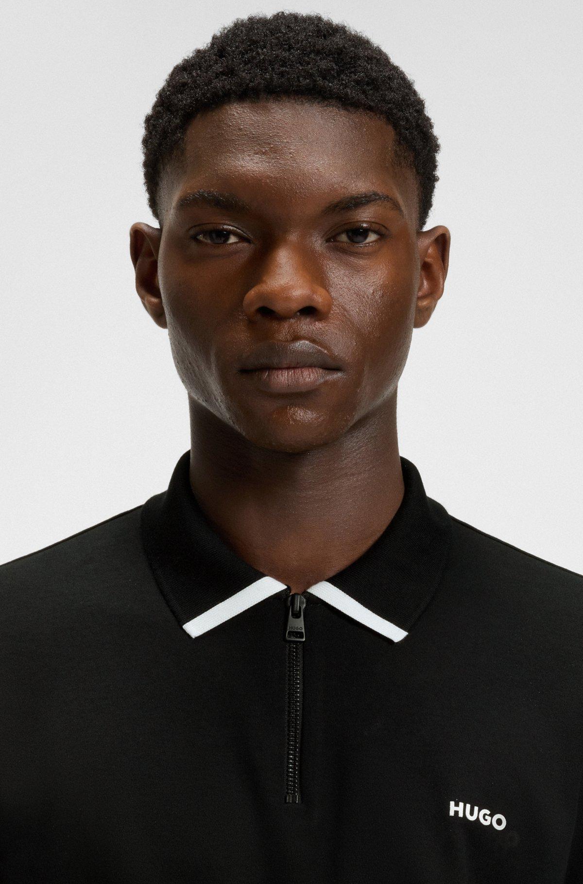 Cotton-piqué polo shirt with contrast logo Product Image