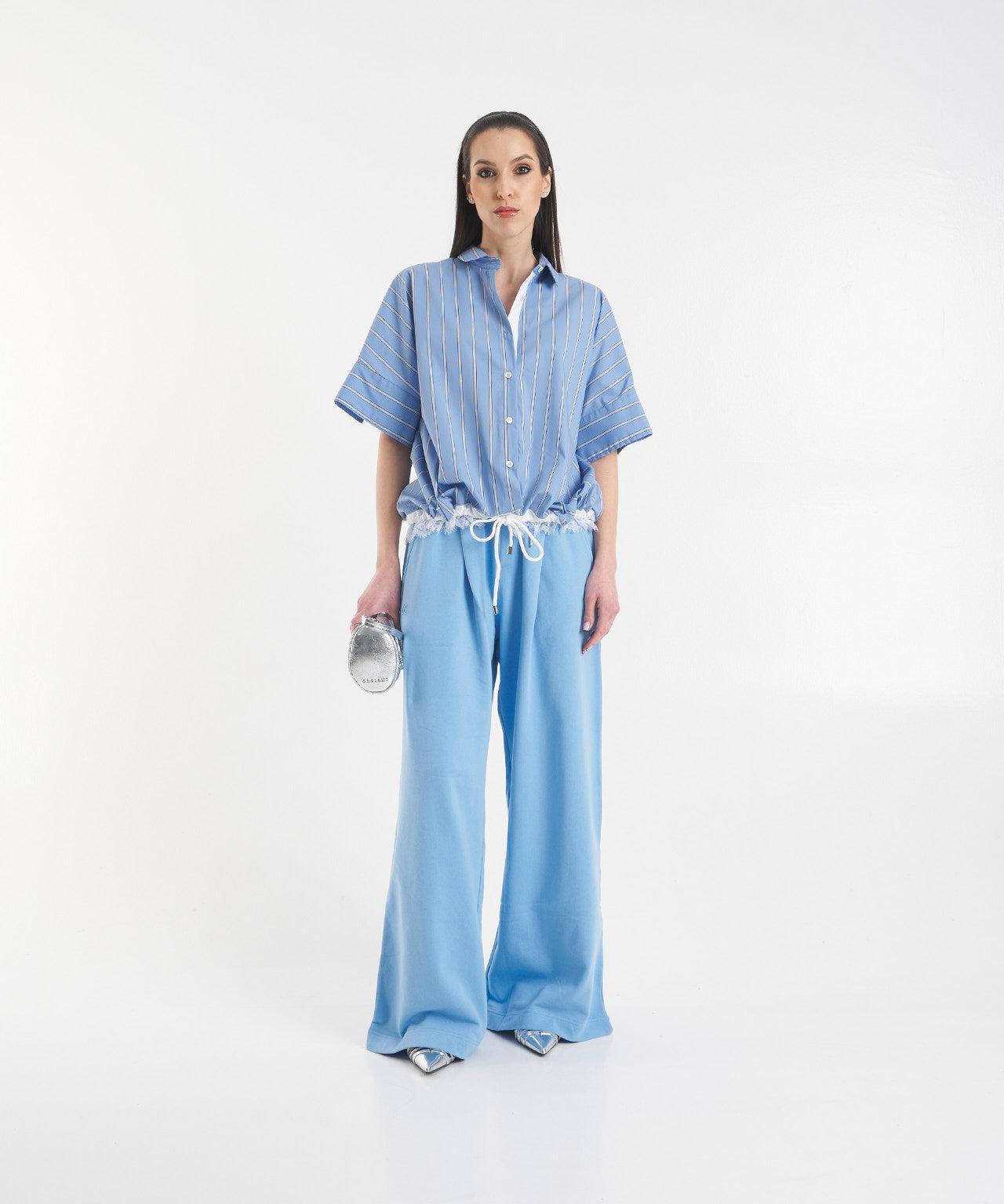 Striped blouse with lace detail Product Image
