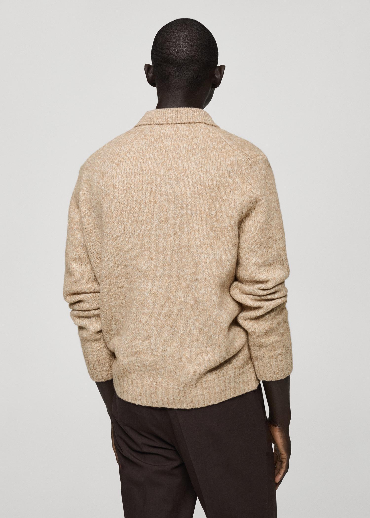 Knitted wool blend polo sweater - Men | MANGO USA Product Image