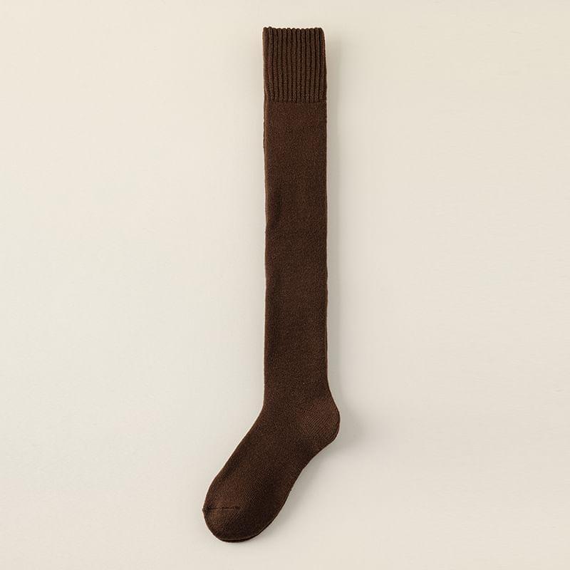 Plain Fleece Lined Over the Knee Socks Product Image