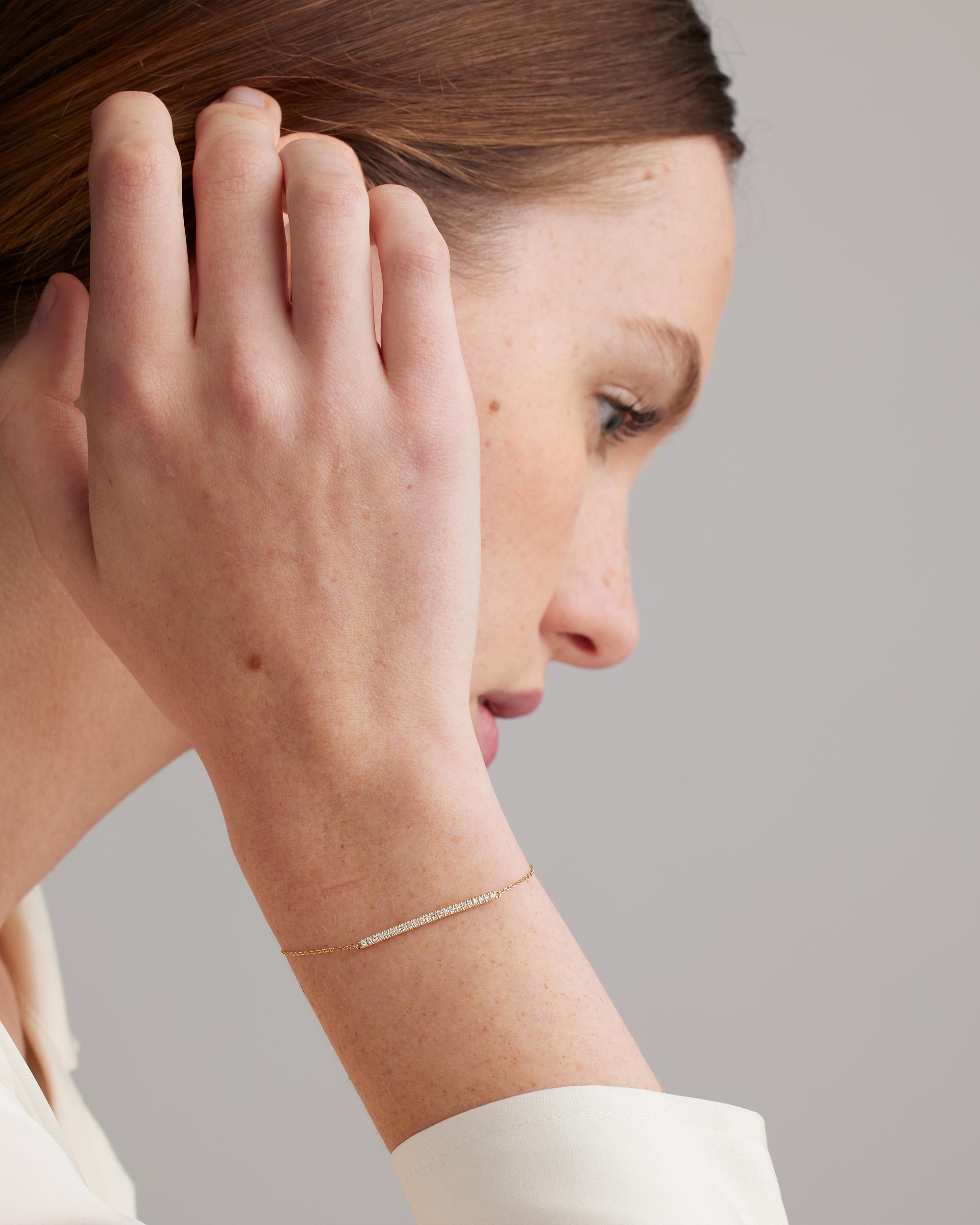 Quince | Women's 14K Gold Pave Diamond Bar Bracelet Product Image