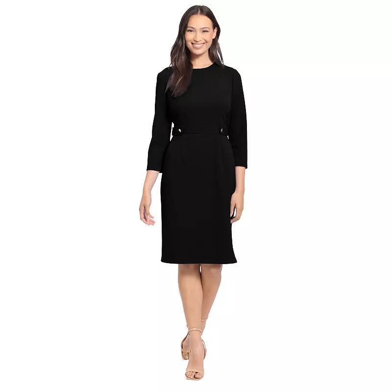 Womens London Times Solid 3/4 Sleeve Side Tab Dress Product Image