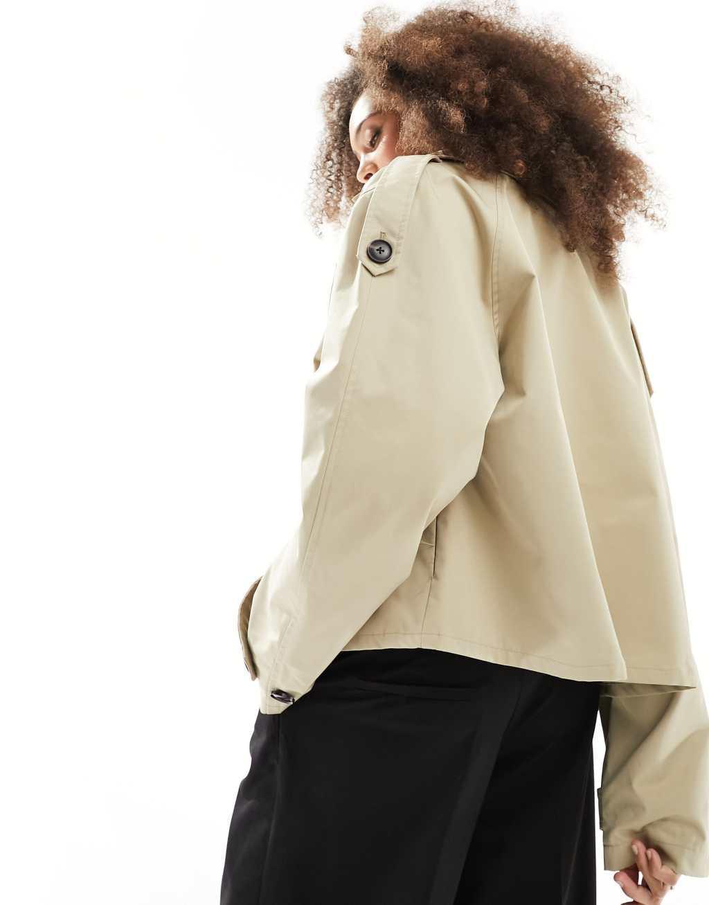 JJXX cropped trench coat in beige Product Image