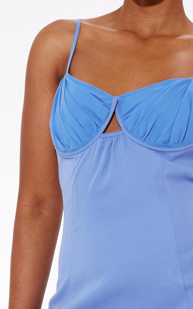 Shape Blue Woven Ruched Cup Detail Strappy Mini Dress Product Image