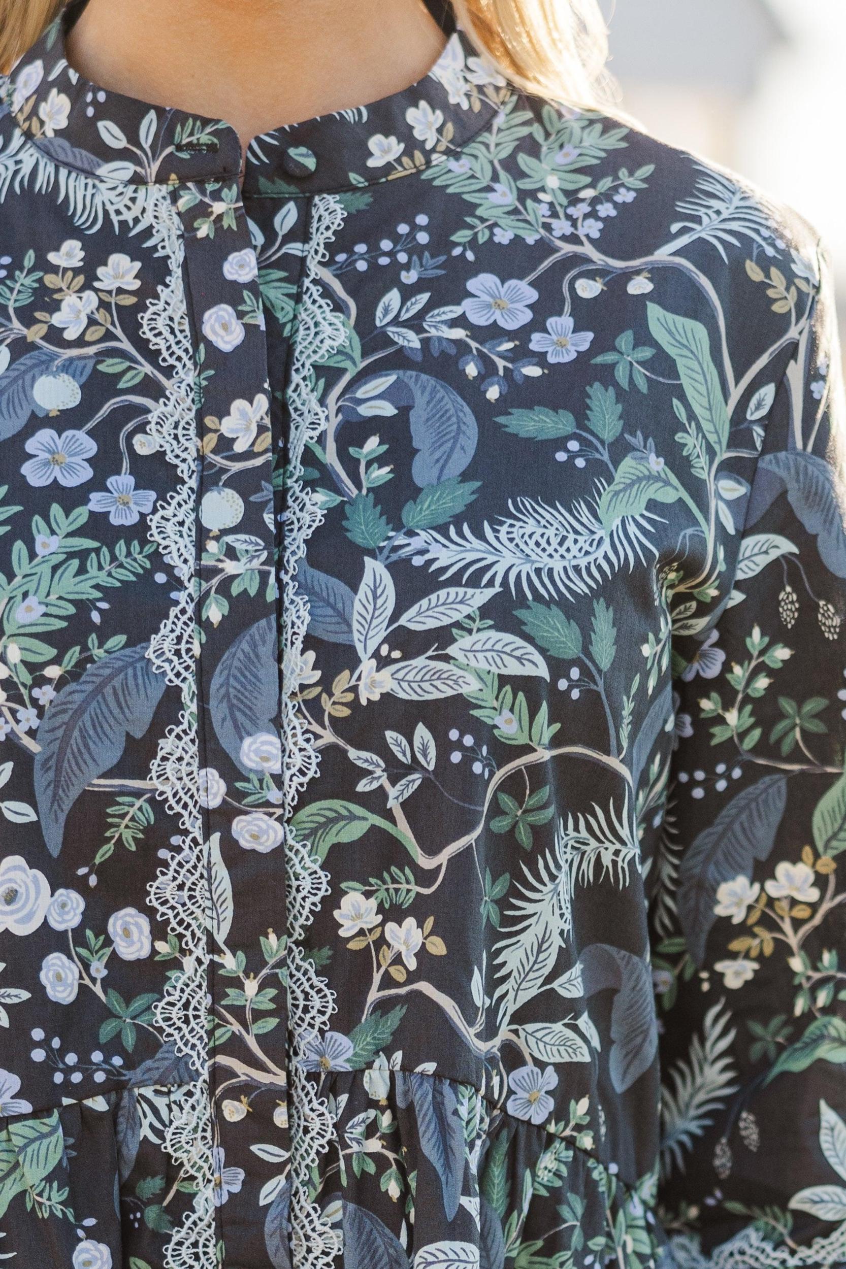 Always The One Navy Blue Floral Shift Dress Female Product Image