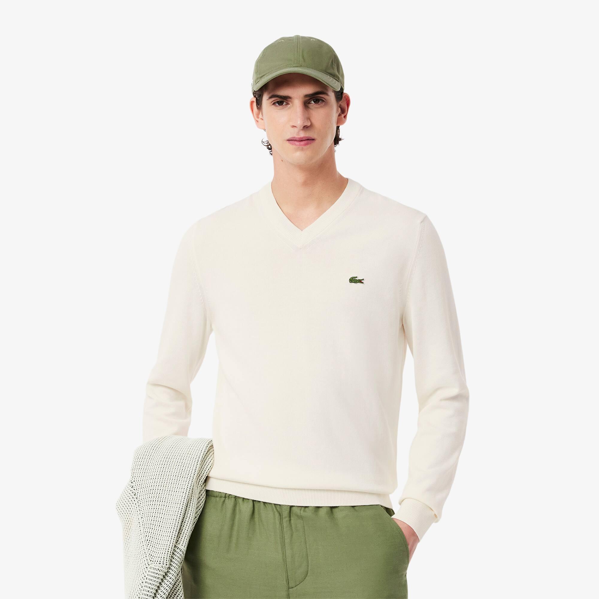 Monochrome Cotton V-neck Sweater Product Image