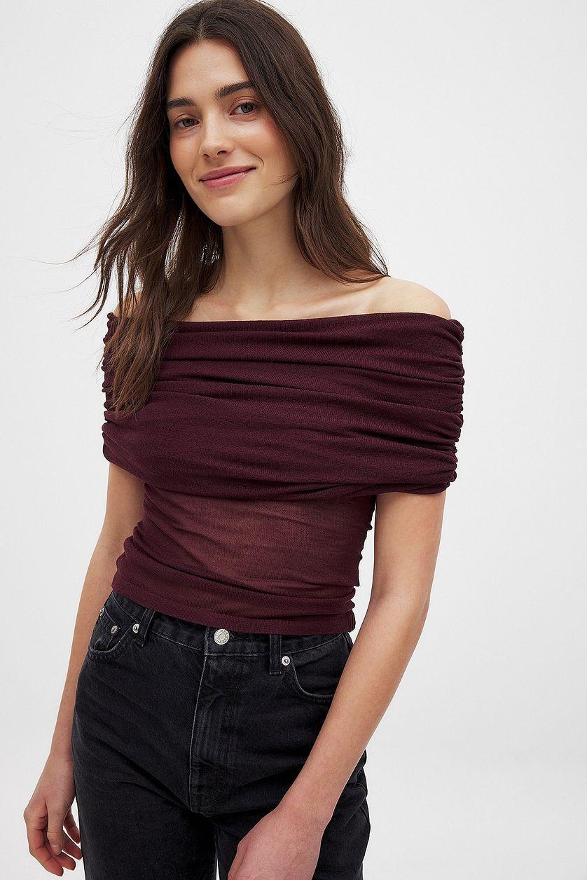 Off Shoulder Thin Knitted Top Product Image