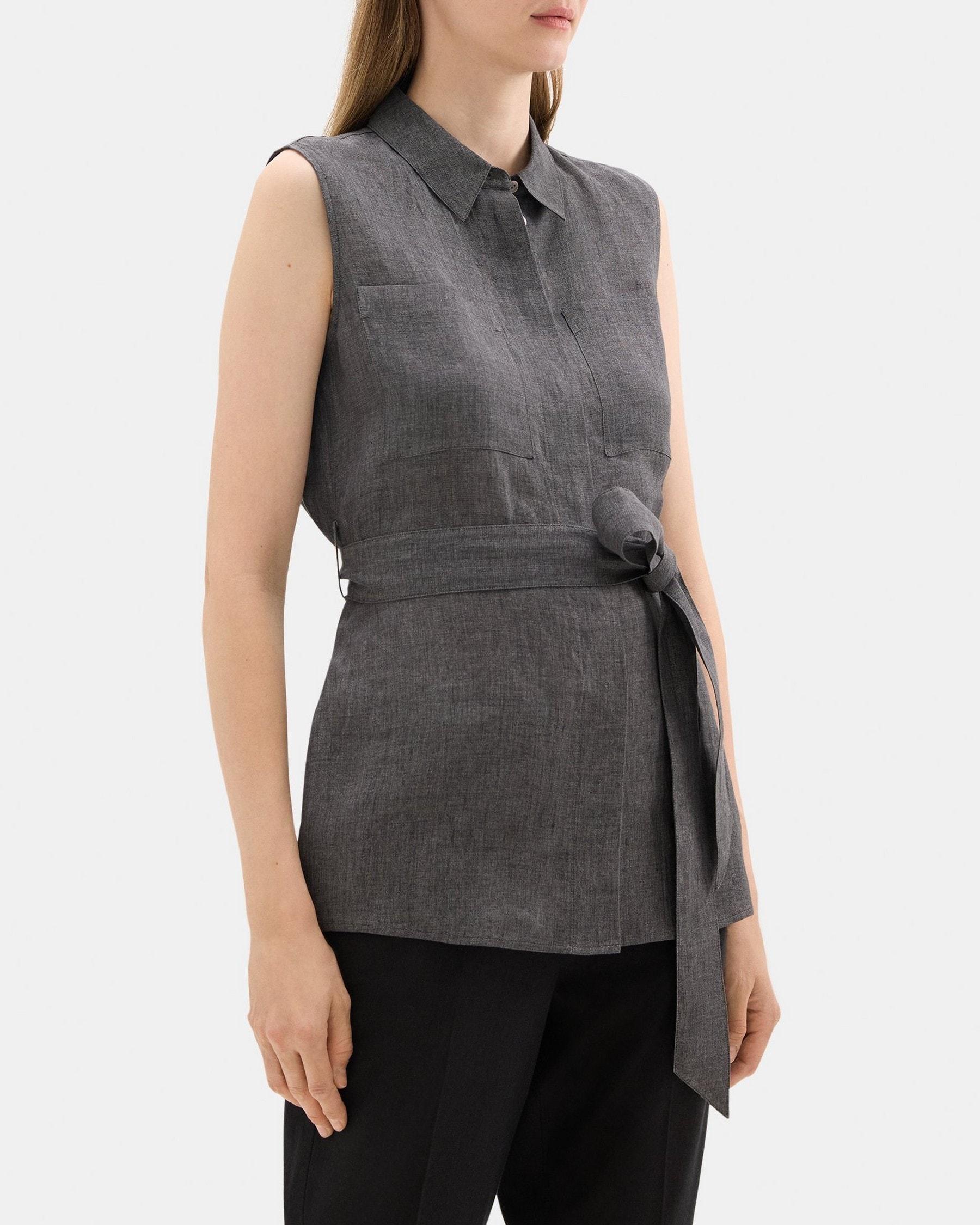 Belted Patch Pocket Shirt in Hemp Product Image