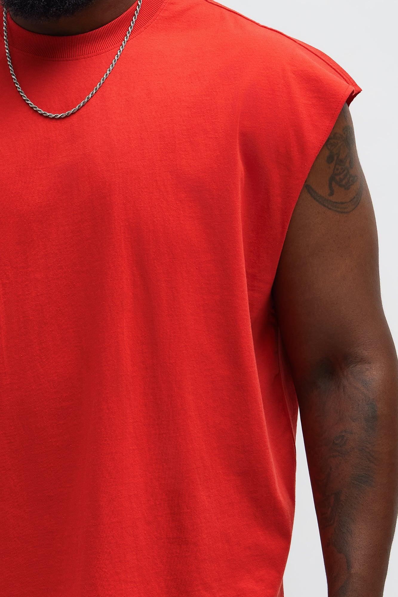 Relaxed Heavyweight Muscle Tee - Red Product Image