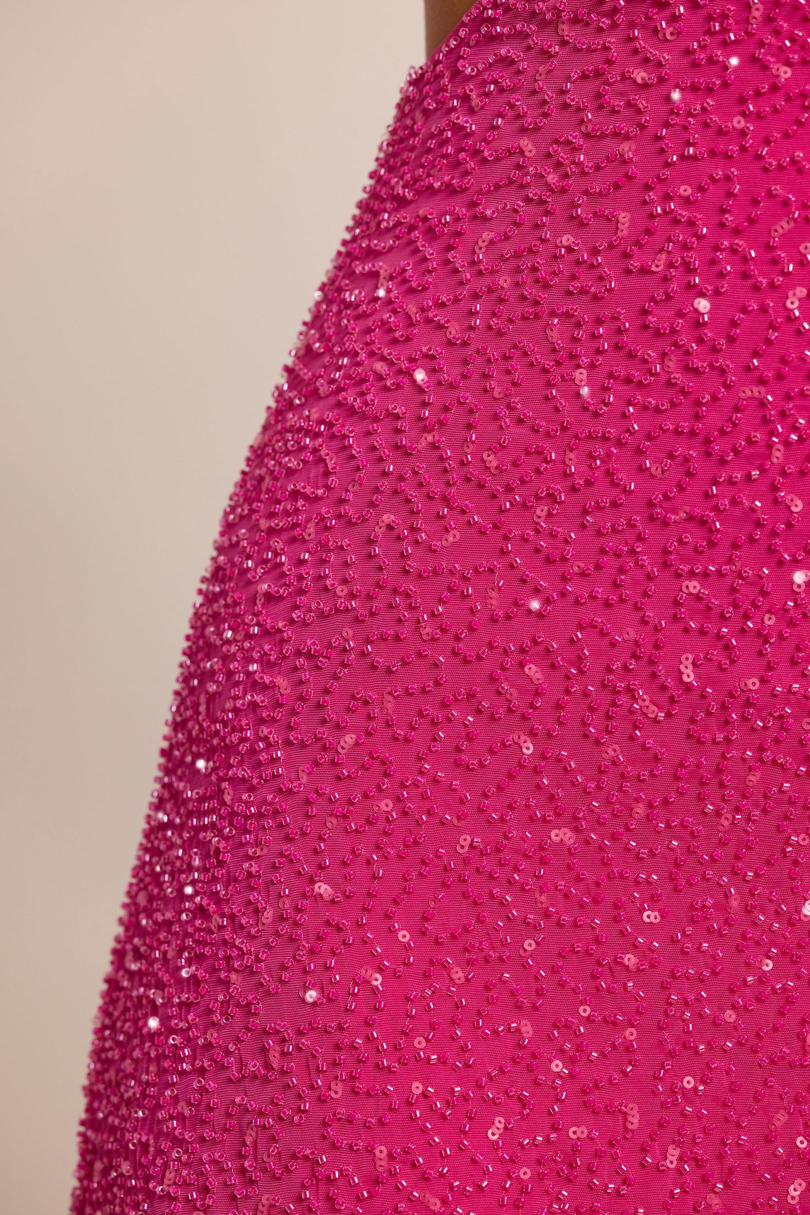Embellished Cut Out Mini Dress in Fuschia Product Image