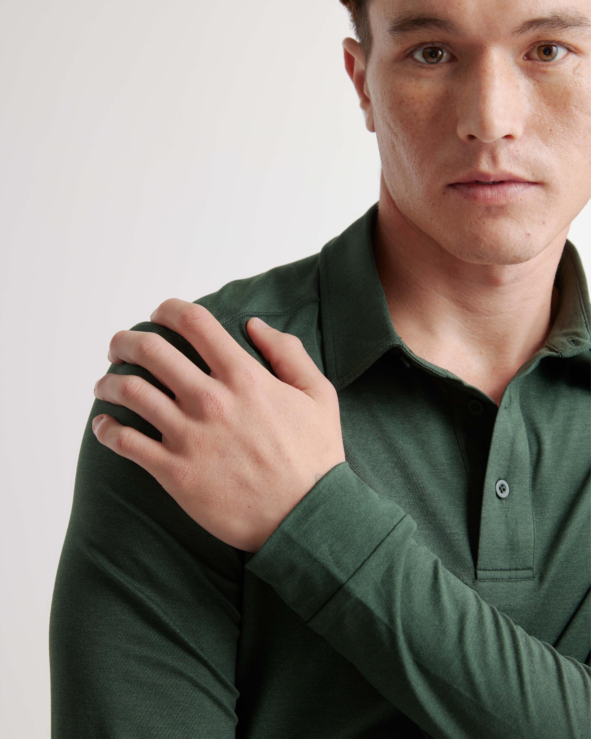 Quince | Men's Flowknit Breeze Performance Long Sleeve Polo Recycled Polyester Product Image